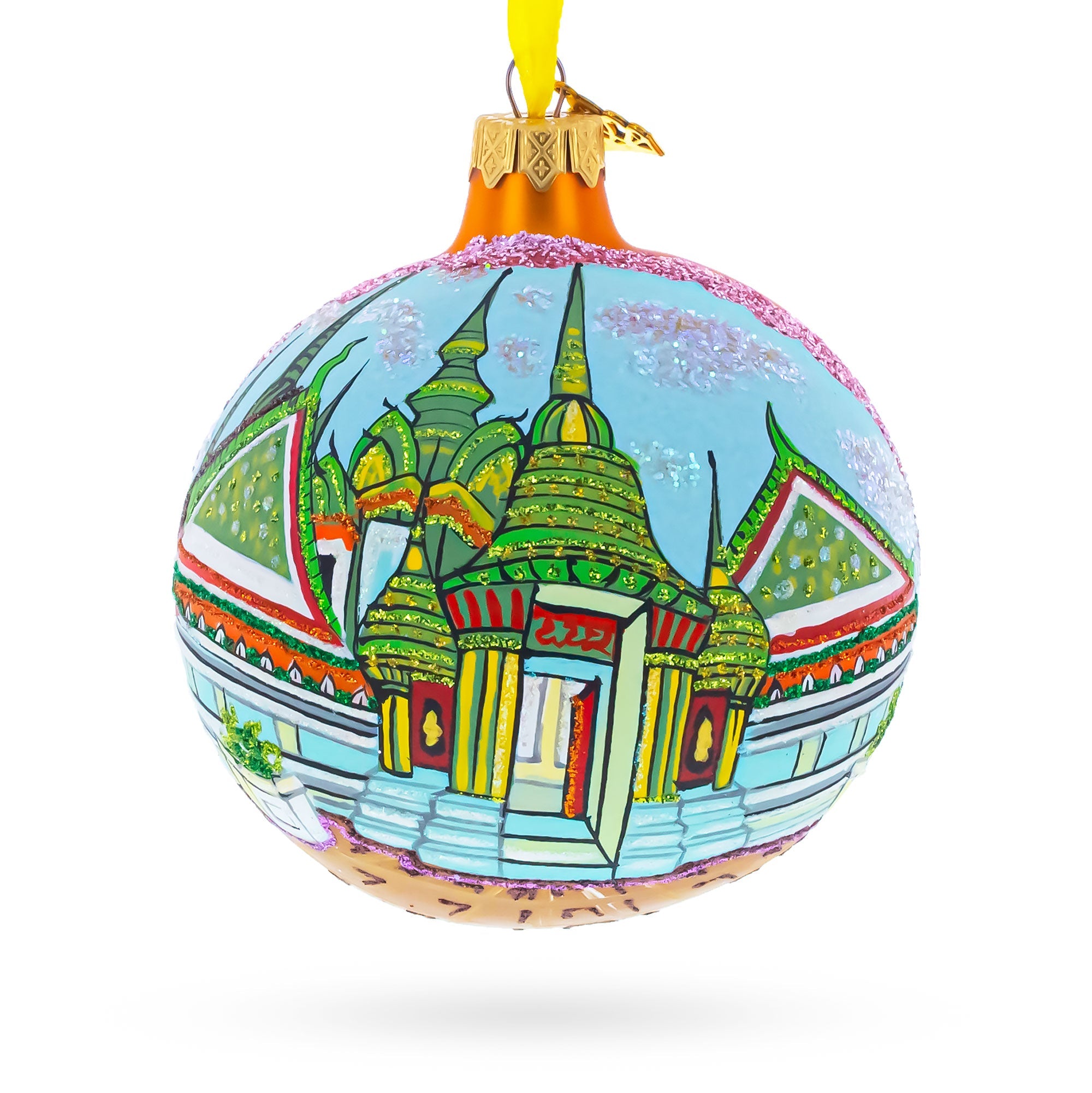 Wat Phra Chetuphon (Wat Pho), Bangkok, Thailand Glass Ball Christmas Ornament 4 Inches