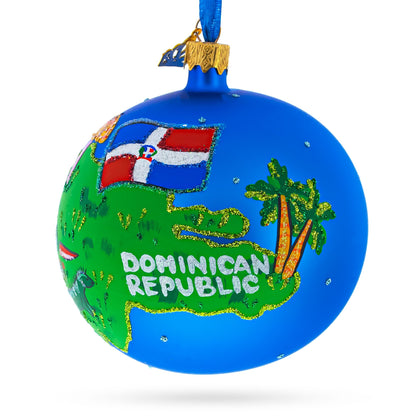 Dominican Republic Glass Ball Christmas Ornament 4 Inches BestPysanky