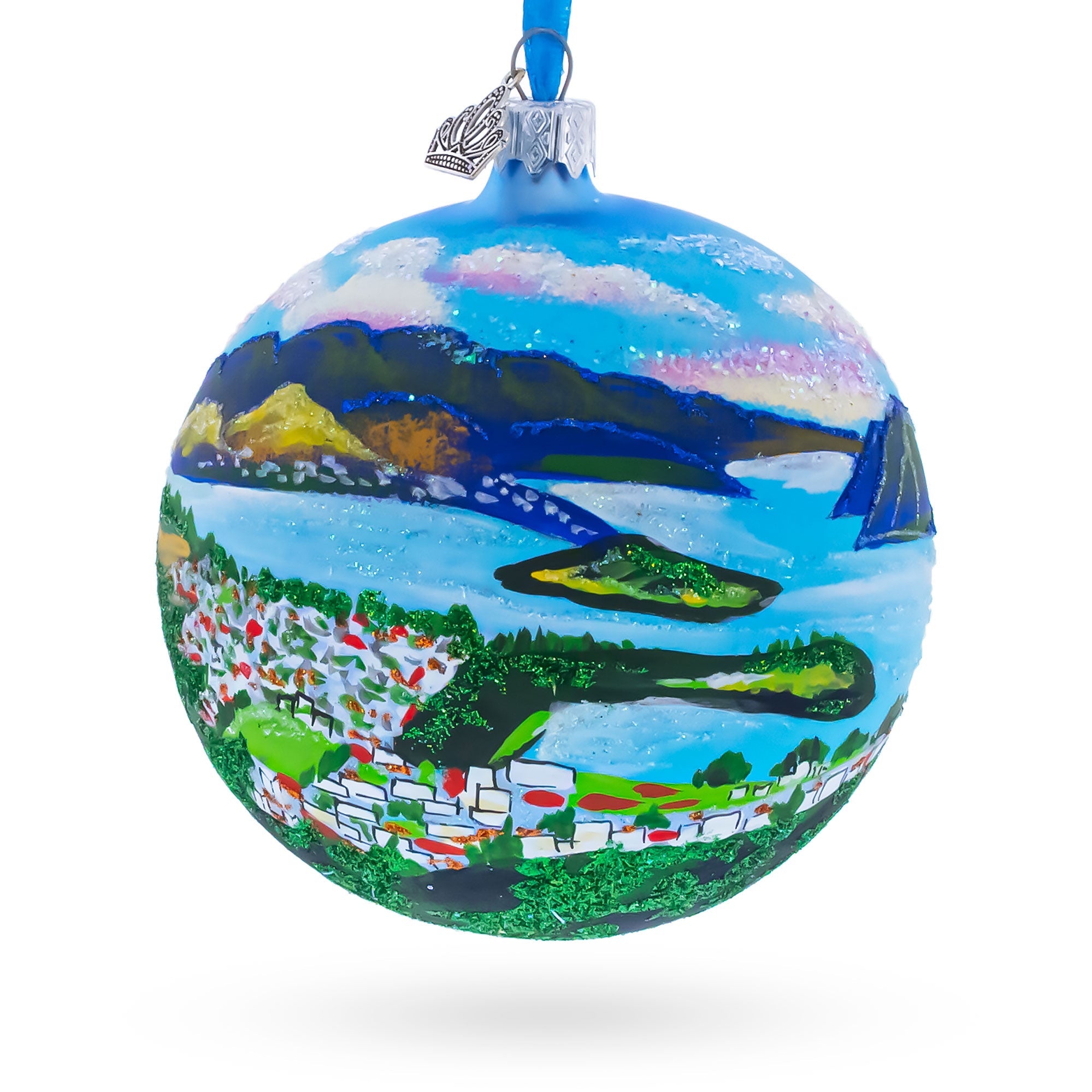 Queenstown, New Zealand Glass Ball Christmas Ornament 4 Inches