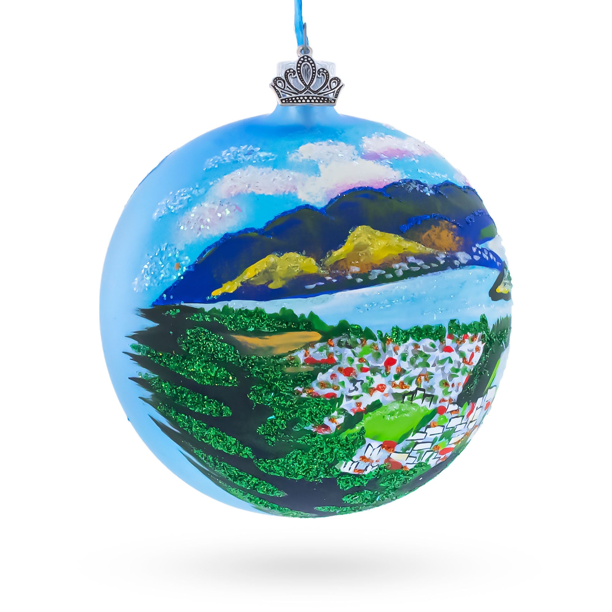 Queenstown, New Zealand Glass Ball Christmas Ornament 4 Inches