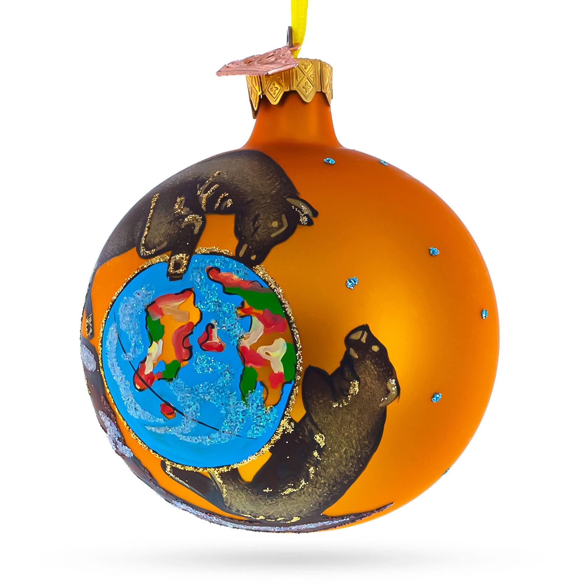 Bull Market Wins over Bear Market Glass Ball Christmas Ornament 3.25 Inches