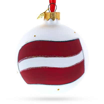Flag of Latvia Glass Ball Christmas Ornament 3.25 Inches