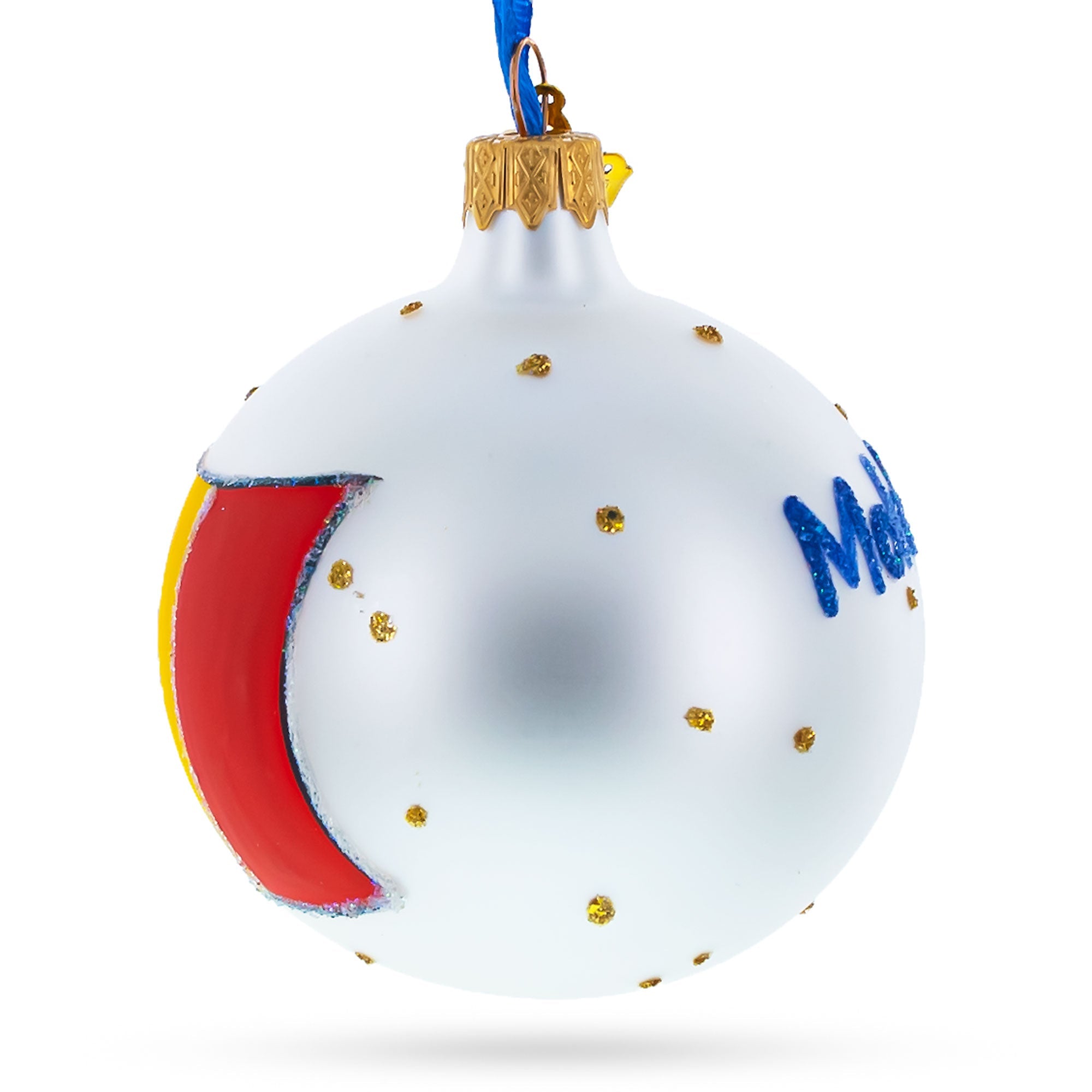 Flag of Moldova Glass Ball Christmas Ornament 3.25 Inches