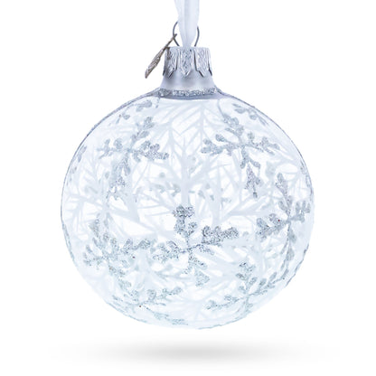 Snowflakes on Clear Glass Ball Christmas Ornament 3.25 Inches