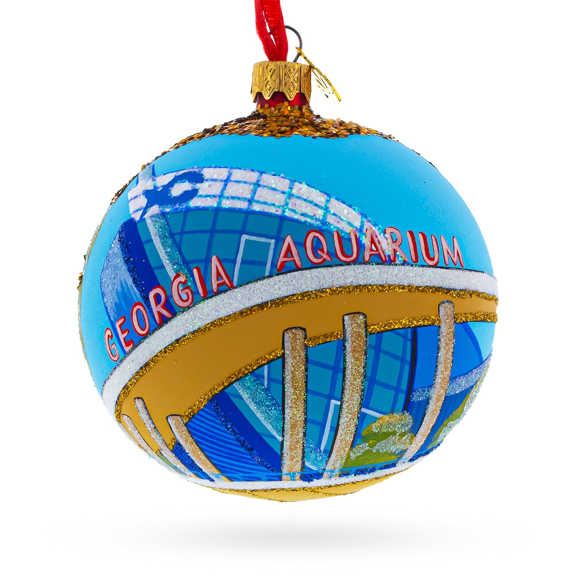 Georgia Aquarium, Atlanta, Georgia, USA Glass Ball Christmas Ornament 4 Inches
