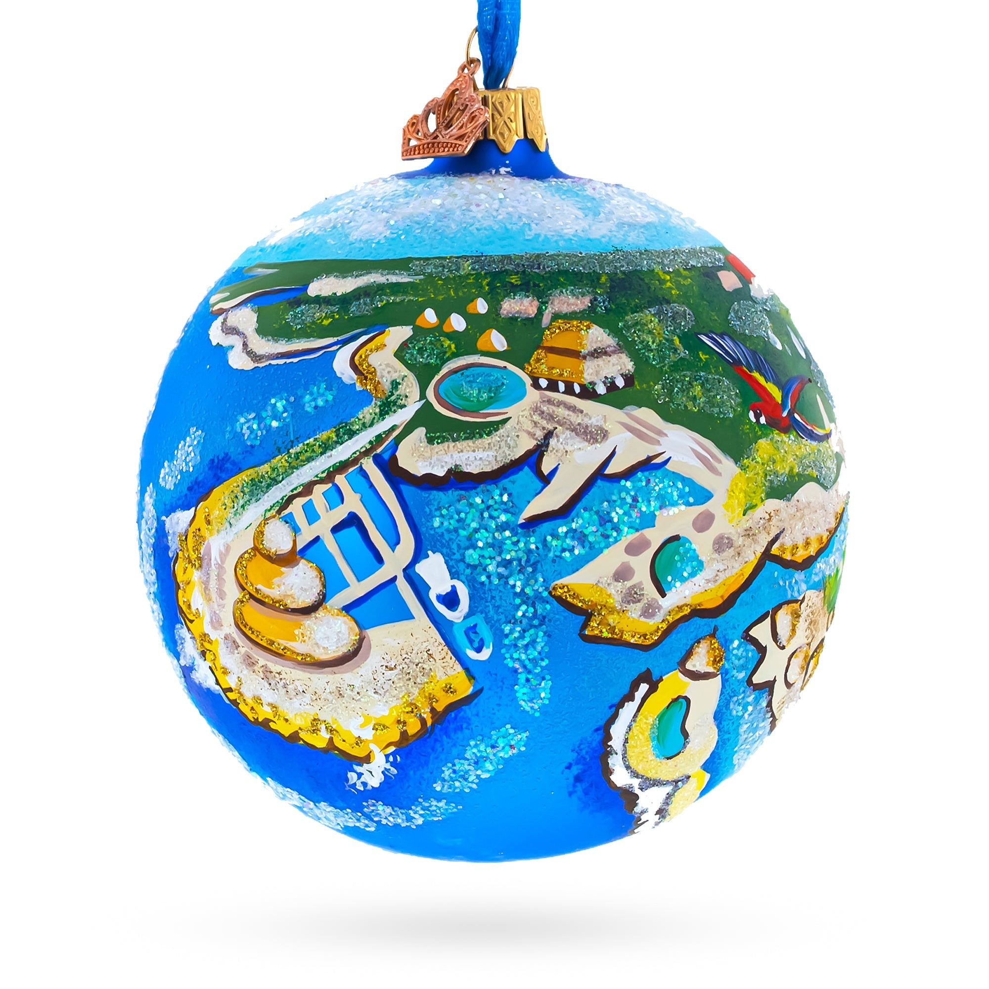 Theme Park at Riviera Maya, Playa del Carmen, Mexico Glass Ball Christmas Ornament 4 Inches