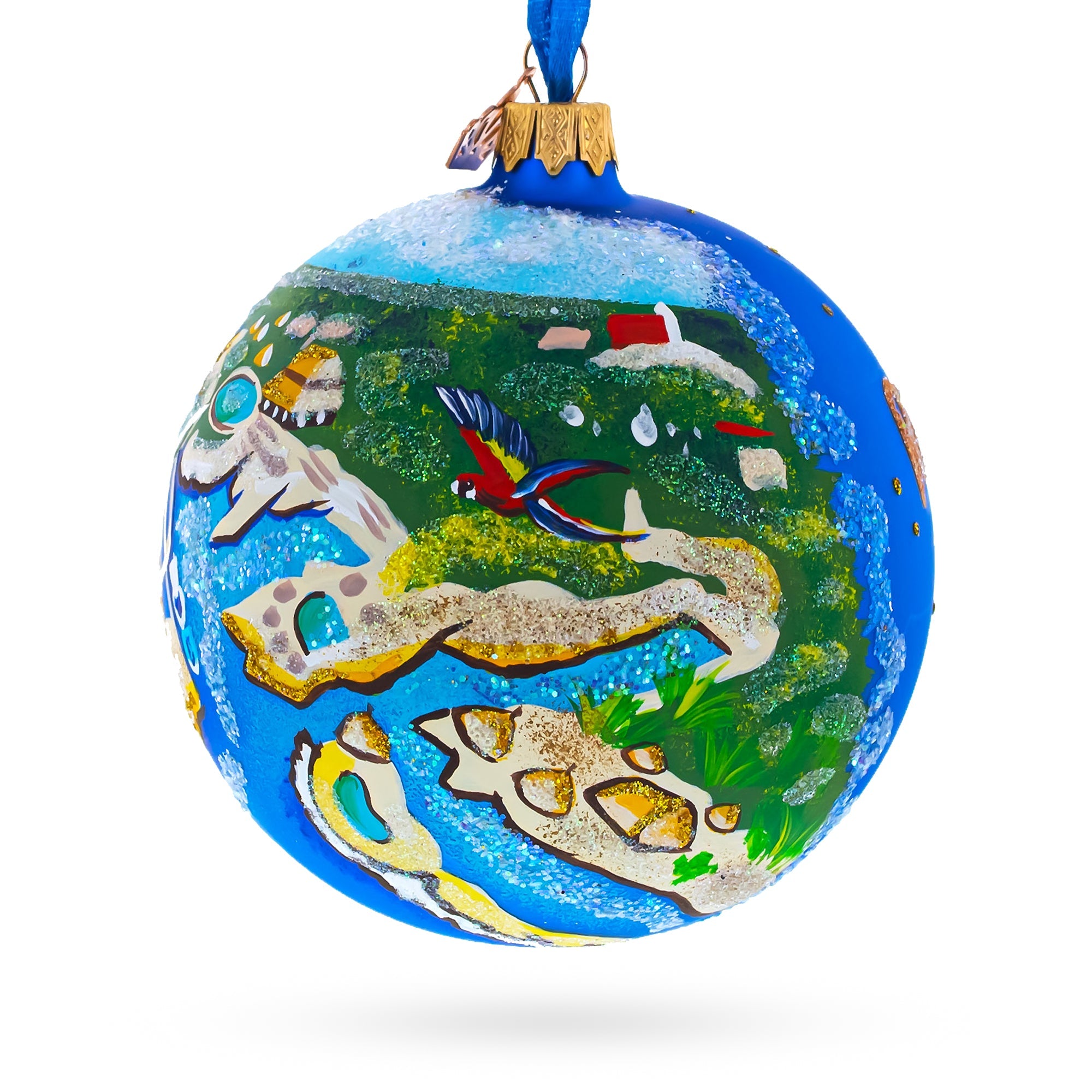 Theme Park at Riviera Maya, Playa del Carmen, Mexico Glass Ball Christmas Ornament 4 Inches