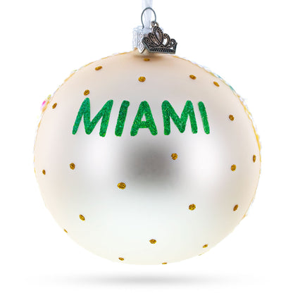 South Beach, Miami, Florida, USA Glass Ball Christmas Ornament 4 Inches
