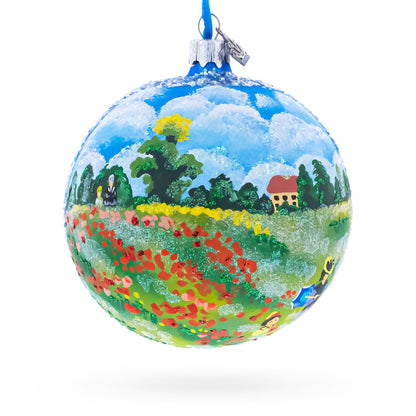 Wild Poppies Painting Glass Ball Christmas Ornament 4 Inches BestPysanky