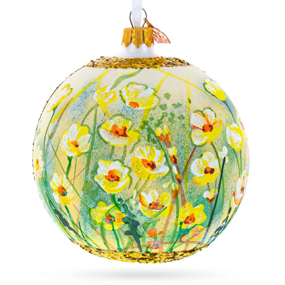 Summer in Bloom Painting Glass Ball Christmas Ornament 4 Inches