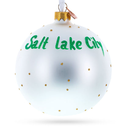 Temple Square, Salt Lake City, Utah, USA Glass Ball Christmas Ornament 4 Inches