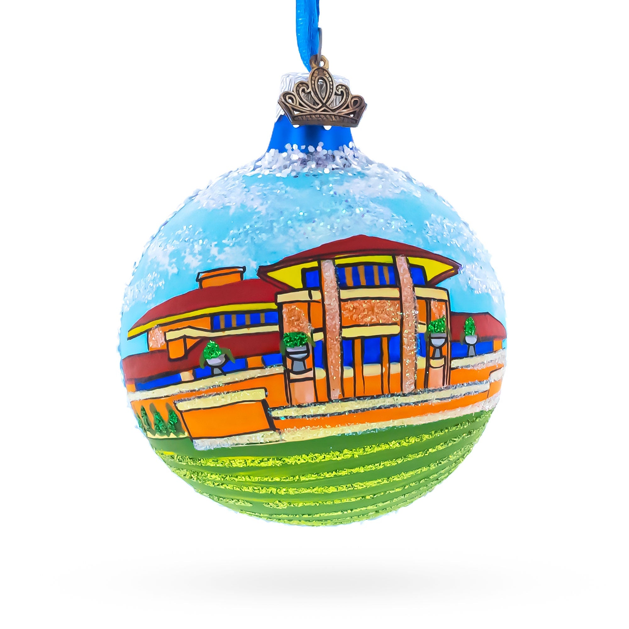 Frank Lloyd Wright's Martin House, Buffalo, New York, USA Glass Ball Christmas Ornament 3.25 Inches