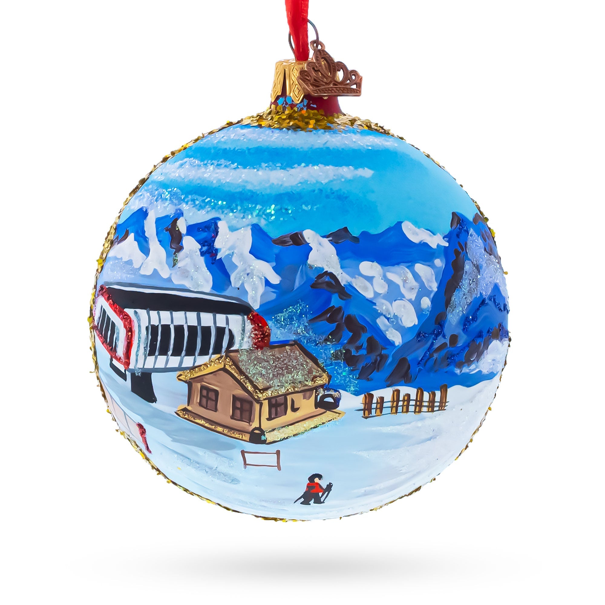 Val d 'Isere, France Glass Ball Christmas Ornament 4 Inches BestPysanky