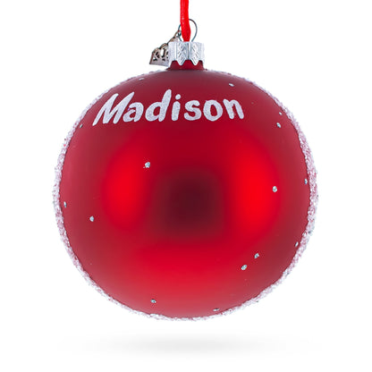 Wisconsin State Capitol, Madison, Wisconsin, USA Glass Ball Christmas Ornament 4 Inches