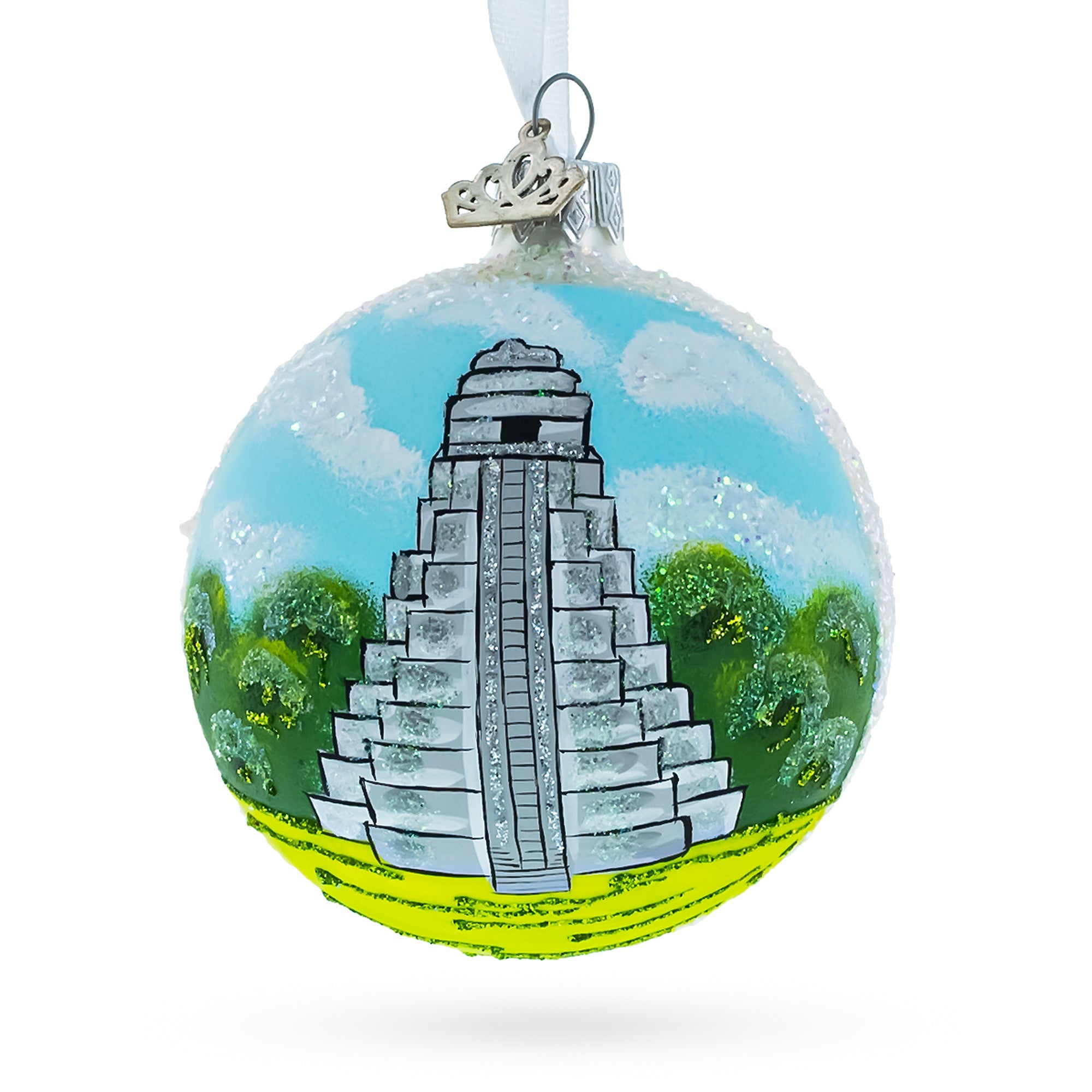 Tikal, Guatemala Glass Ball Christmas Ornament 3.25 Inches BestPysanky