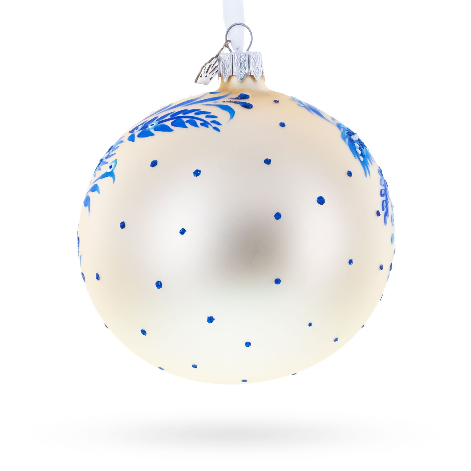 Swans in Daisies Garden Glass Ball Ornament