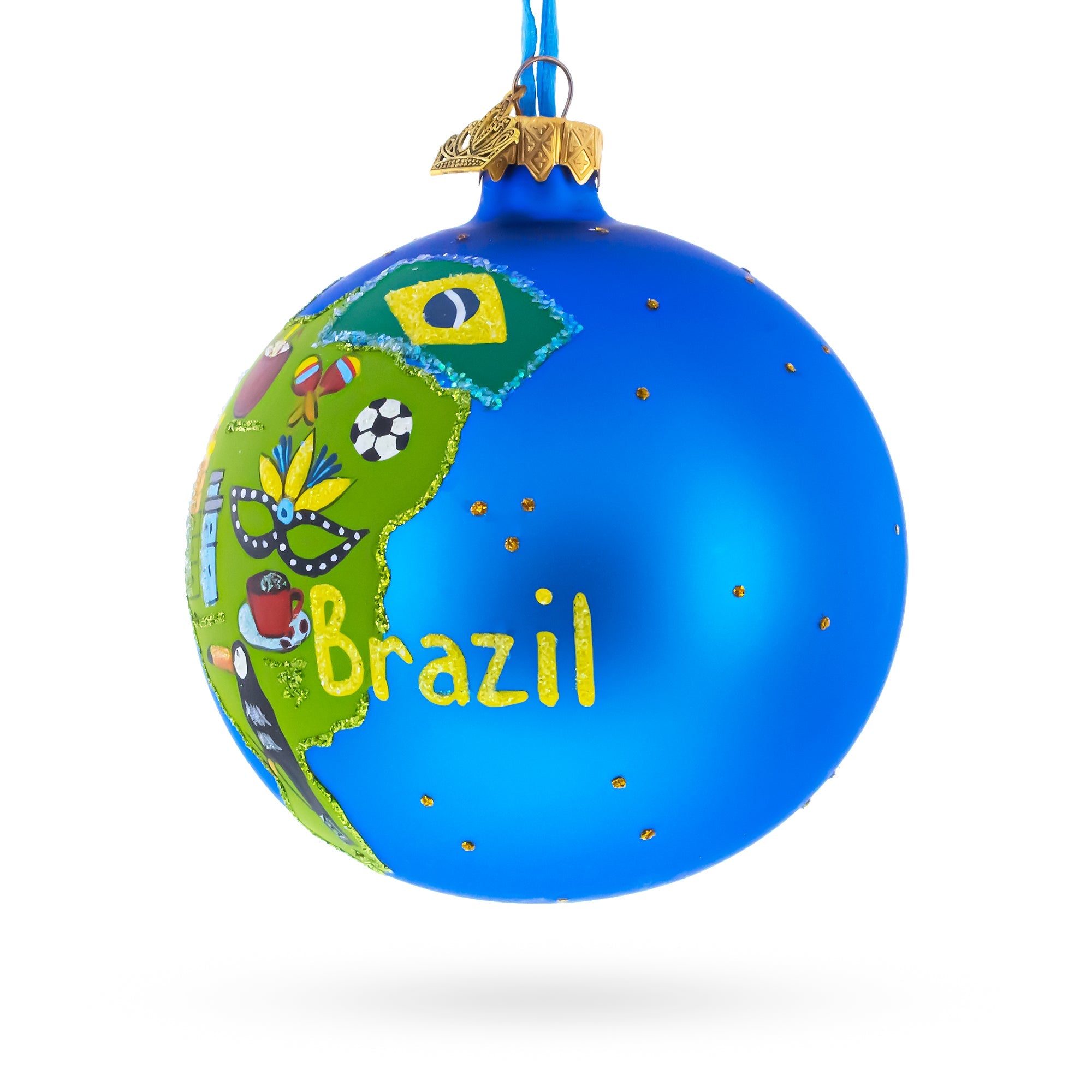 Brazil Landmarks and Symbols Glass Ball Christmas Ornament 4 Inches