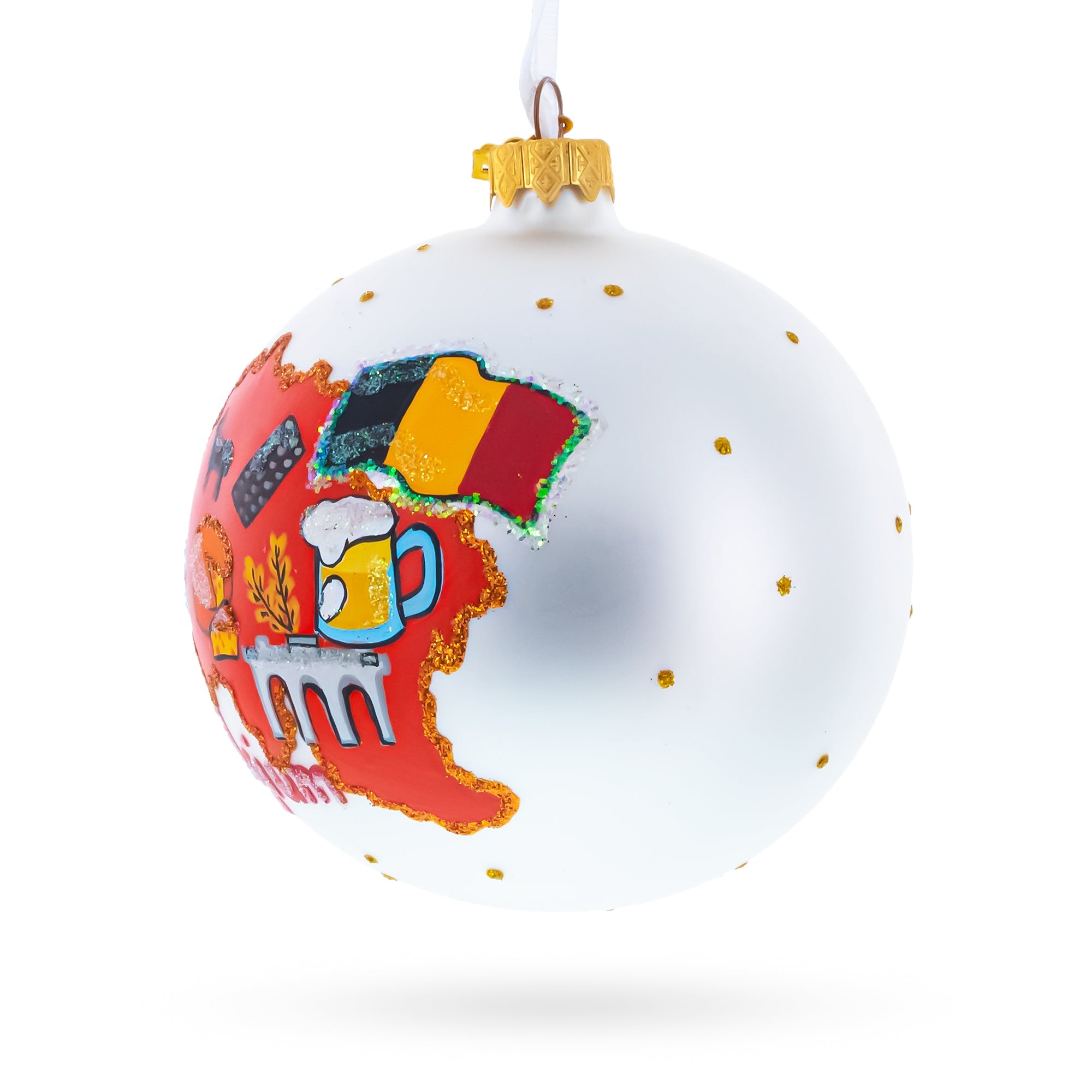 Belgium Landmarks and Symbols Glass Ball Christmas Ornament 4 Inches