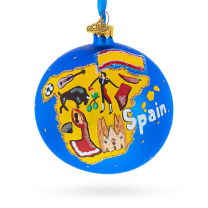 Spain Landmarks and Symbols Glass Ball Christmas Ornament 4 Inches