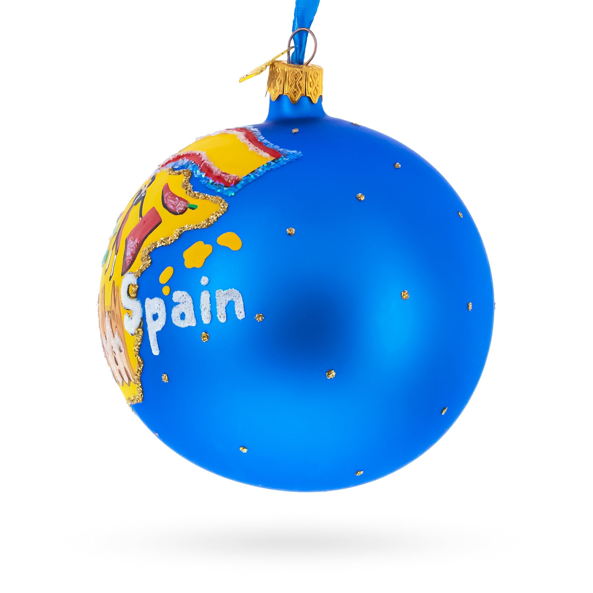 Spain Landmarks and Symbols Glass Ball Christmas Ornament 4 Inches