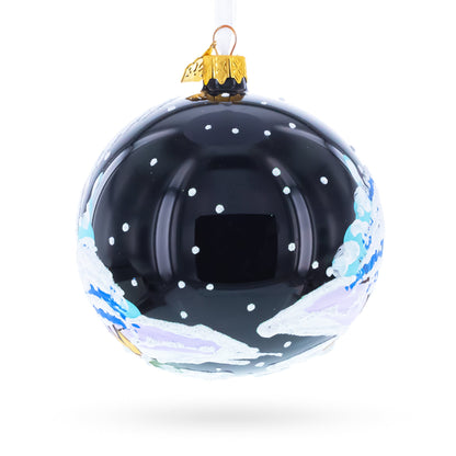Snow Covered Winter Village Glass Ball Christmas Ornament 4 Inches