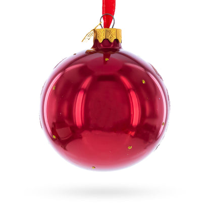 African Sunset with Giraffe and Tree Glass Ball Christmas Ornament 3.25 Inches