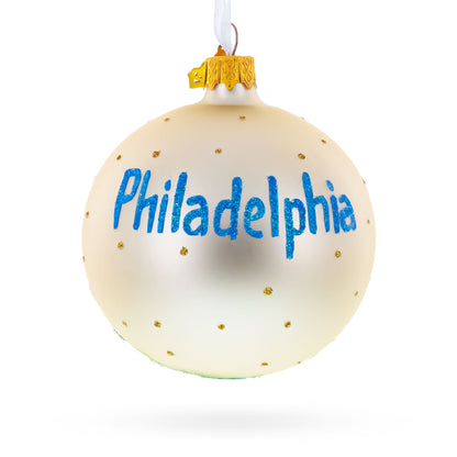 Skyline of Philadelphia, Pennsylvania Glass Ball Christmas Ornament 3.25 Inches