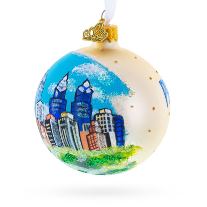 Skyline of Philadelphia, Pennsylvania Glass Ball Christmas Ornament 3.25 Inches
