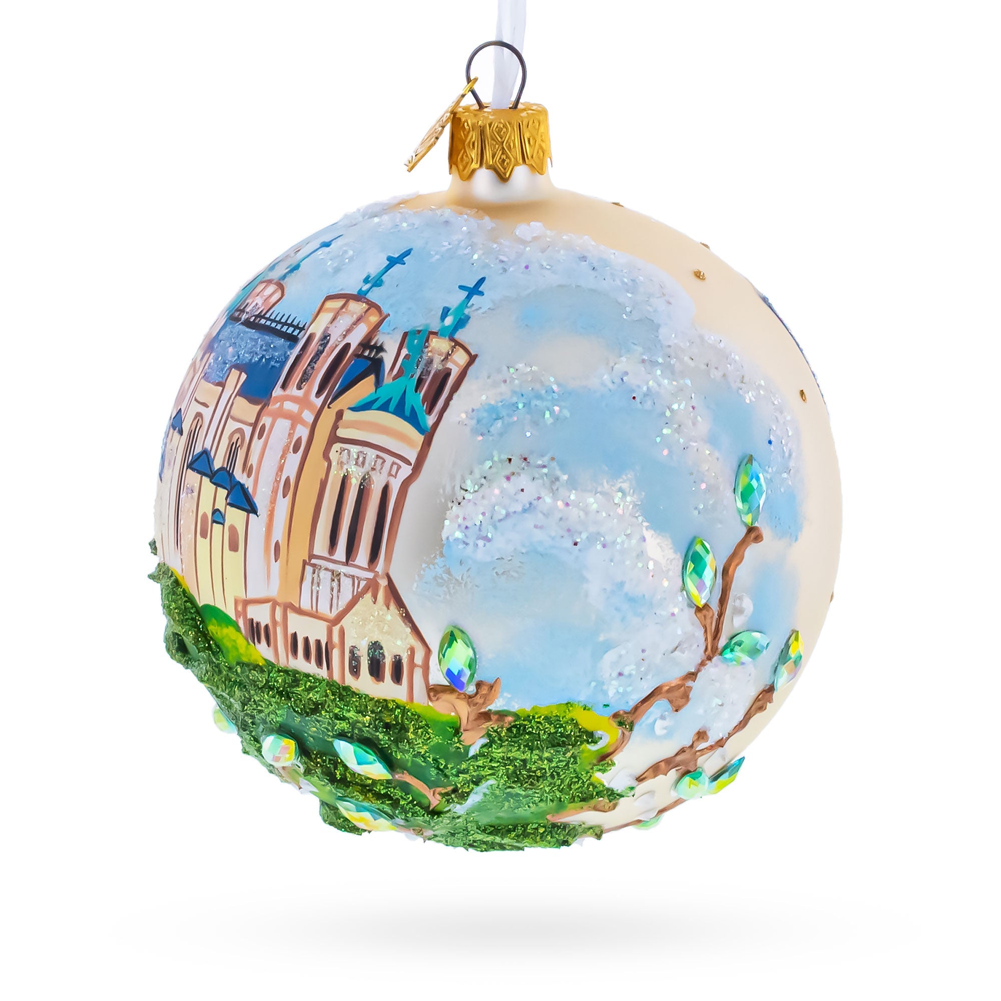 Basilica of Notre Dame of Fourviere, Lyon, France Glass Ball Christmas Ornament