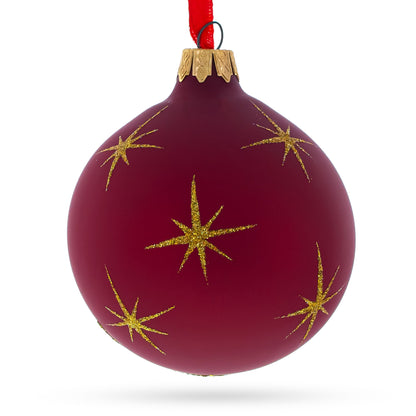 Radiant Nativity Scene in Red Tone Glittered Glass Ball Christmas Ornament 3.25 Inches