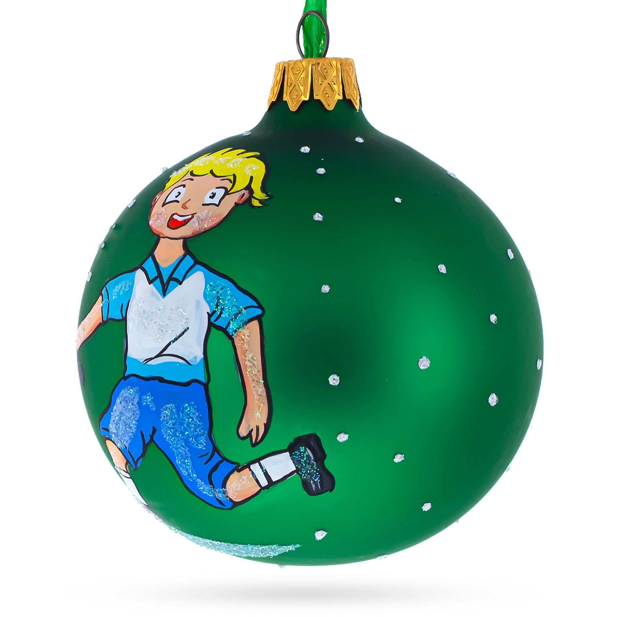 Tennis Player Glass Ball Christmas Ornament 3.25 Inches BestPysanky