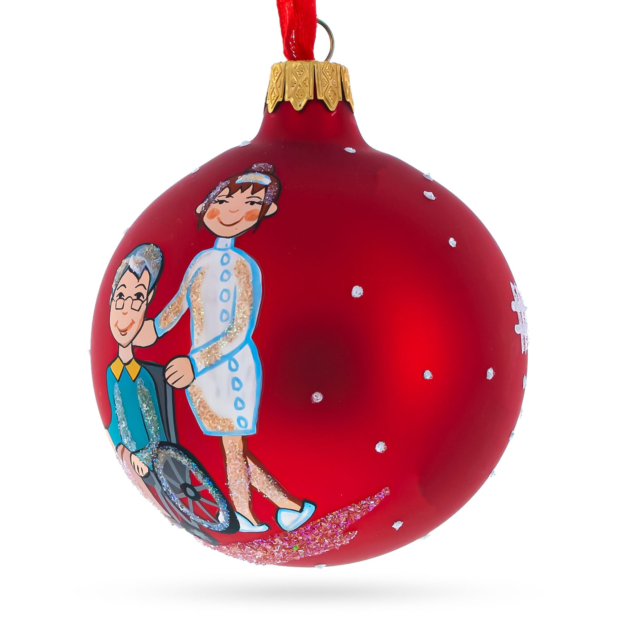 Caregiver Glass Ball Christmas Ornament 3.25 Inches
