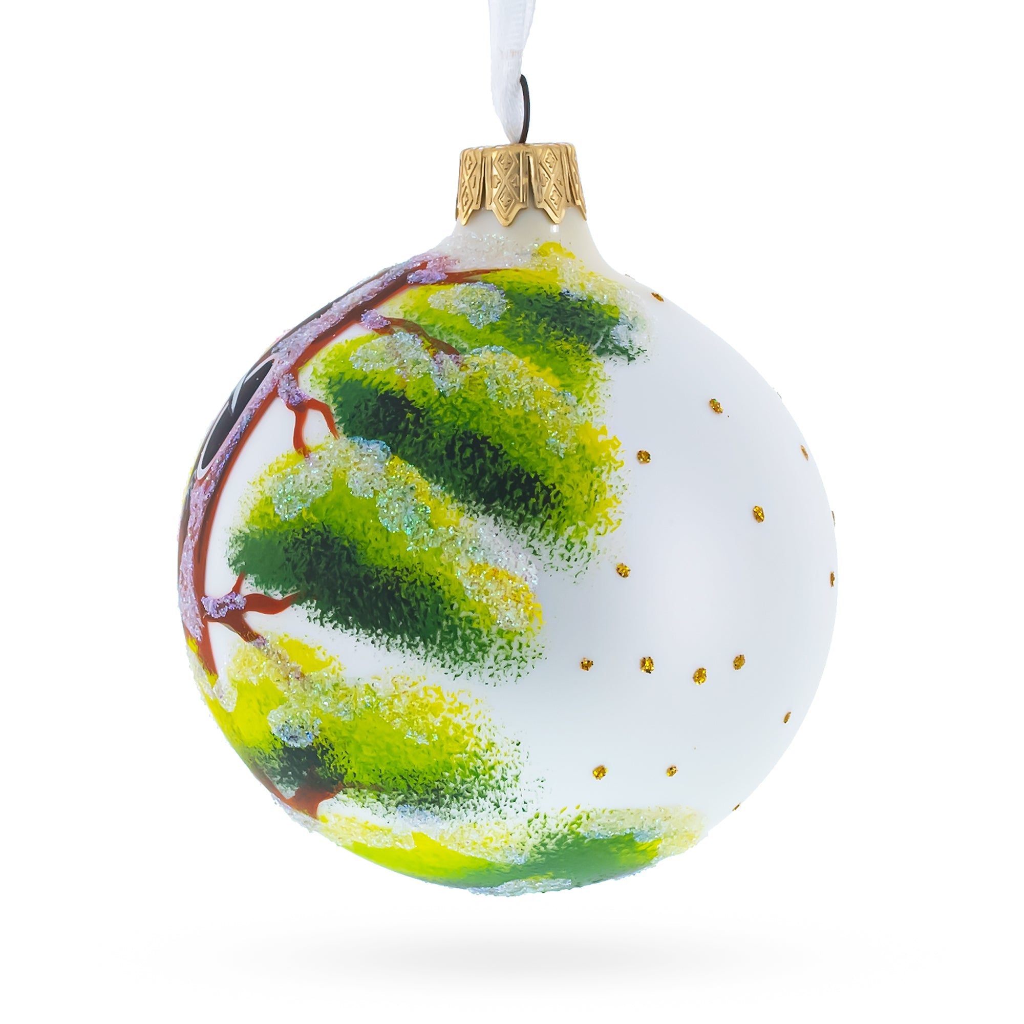 Woodpecker Glittered Glass Ball Christmas Ornament 3.25 Inches