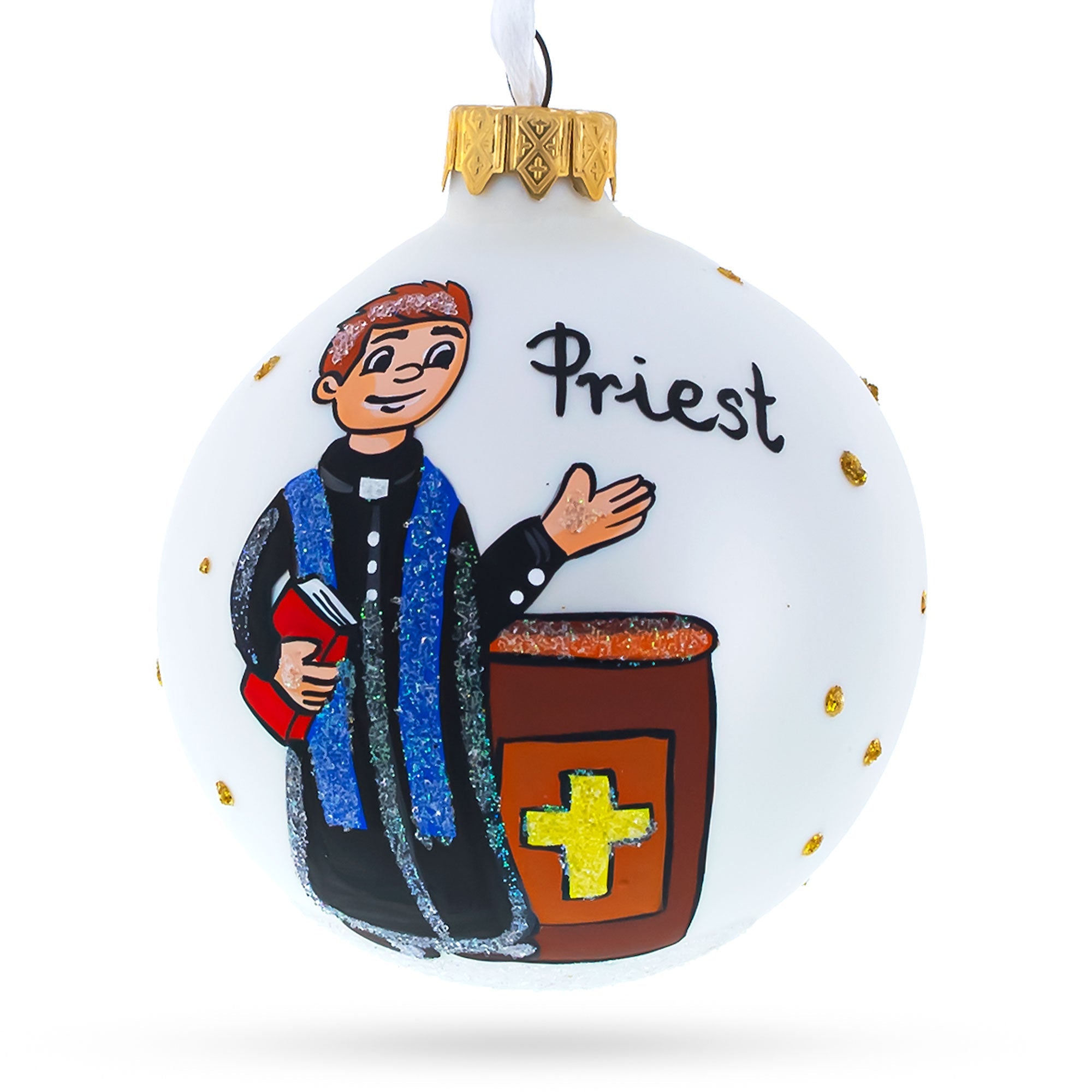 The Priest Glass Ball Christmas Ornament 3.25 Inches