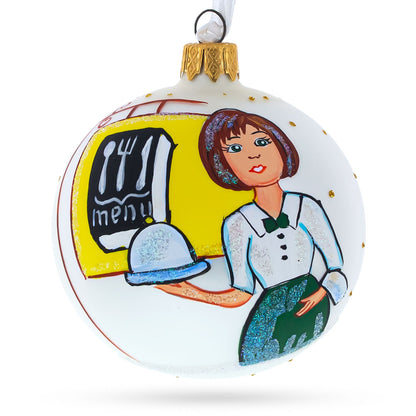 Waitress Glass Ball Christmas Ornament 3.25 Inches