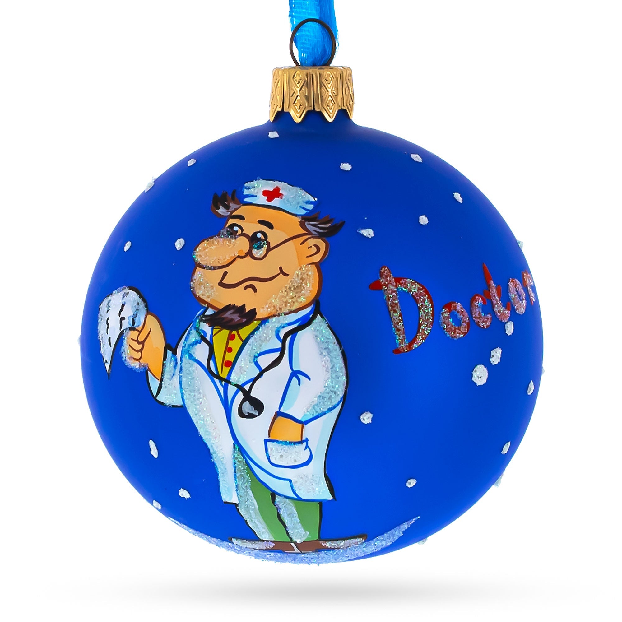 Doctor Reading Glass Ball Christmas Ornament 3.25 Inches BestPysanky