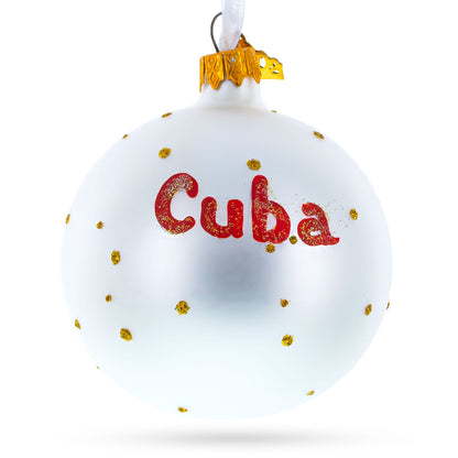 Flag of Cuba Glass Ball Christmas Ornament 3.25 Inches (Made in Ukraine)