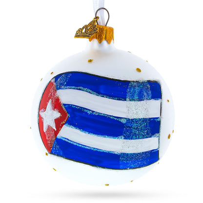 Flag of Cuba Glass Ball Christmas Ornament 3.25 Inches (Made in Ukraine)