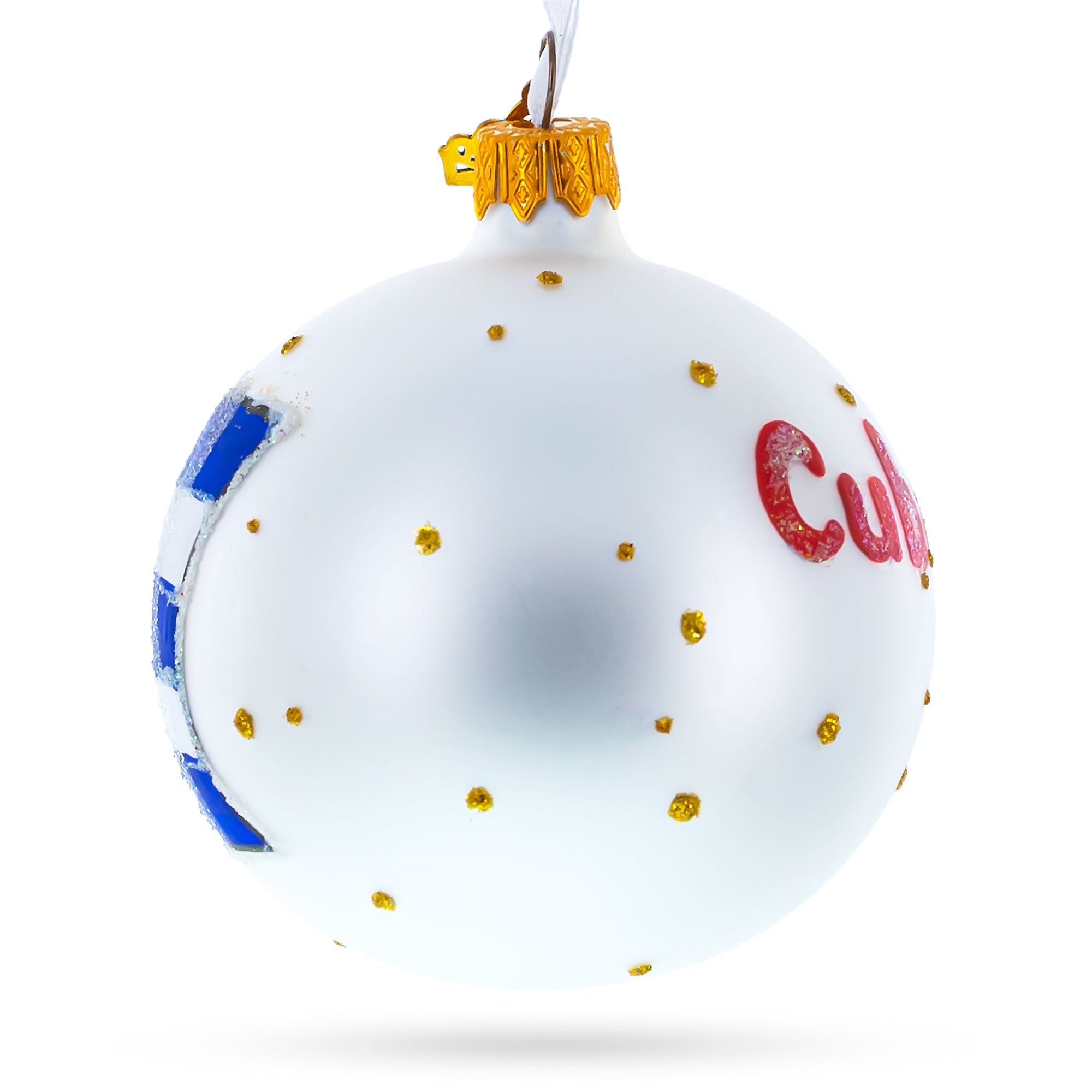Flag of Cuba Glass Ball Christmas Ornament 3.25 Inches (Made in Ukraine)