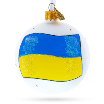 Flag of Ukraine Glass Ball Christmas Ornament 3.25 Inches