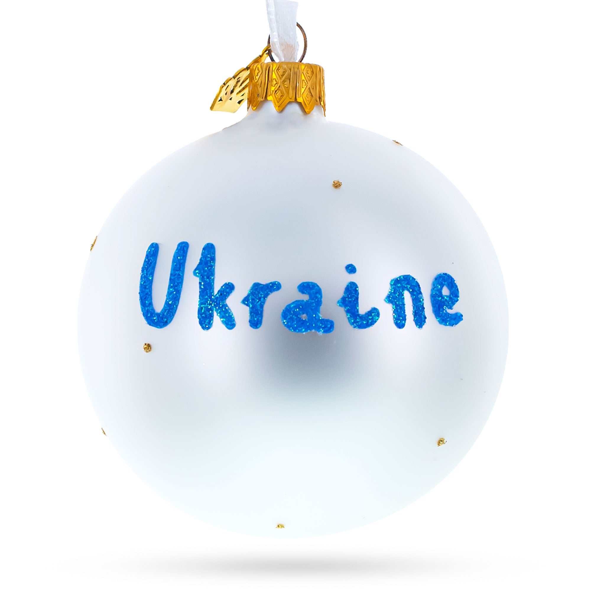 Flag of Ukraine Glass Ball Christmas Ornament 3.25 Inches