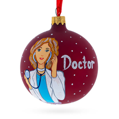 Doctor with Stethoscope Glass Ball Christmas Ornament 3.25 Inches