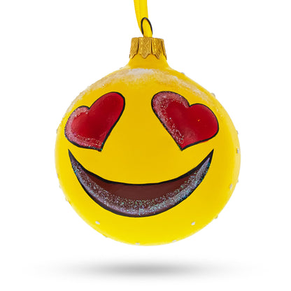 Adorable Heart Eyes In Love Facial Expressions Glass Ball Christmas Ornament 3.25 Inches
