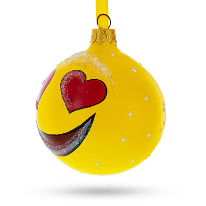 Adorable Heart Eyes In Love Facial Expressions Glass Ball Christmas Ornament 3.25 Inches