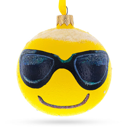 Cool Sunglasses Facial Expressions Glass Ball Christmas Ornament 3.25 Inches