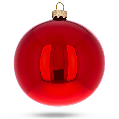 Set of 6 Red Glossy Glass Ball Christmas Ornaments 3.25 Inches
