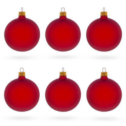 Set of 6 Translucent Red Glass Ball Christmas Ornaments 3.25 Inches