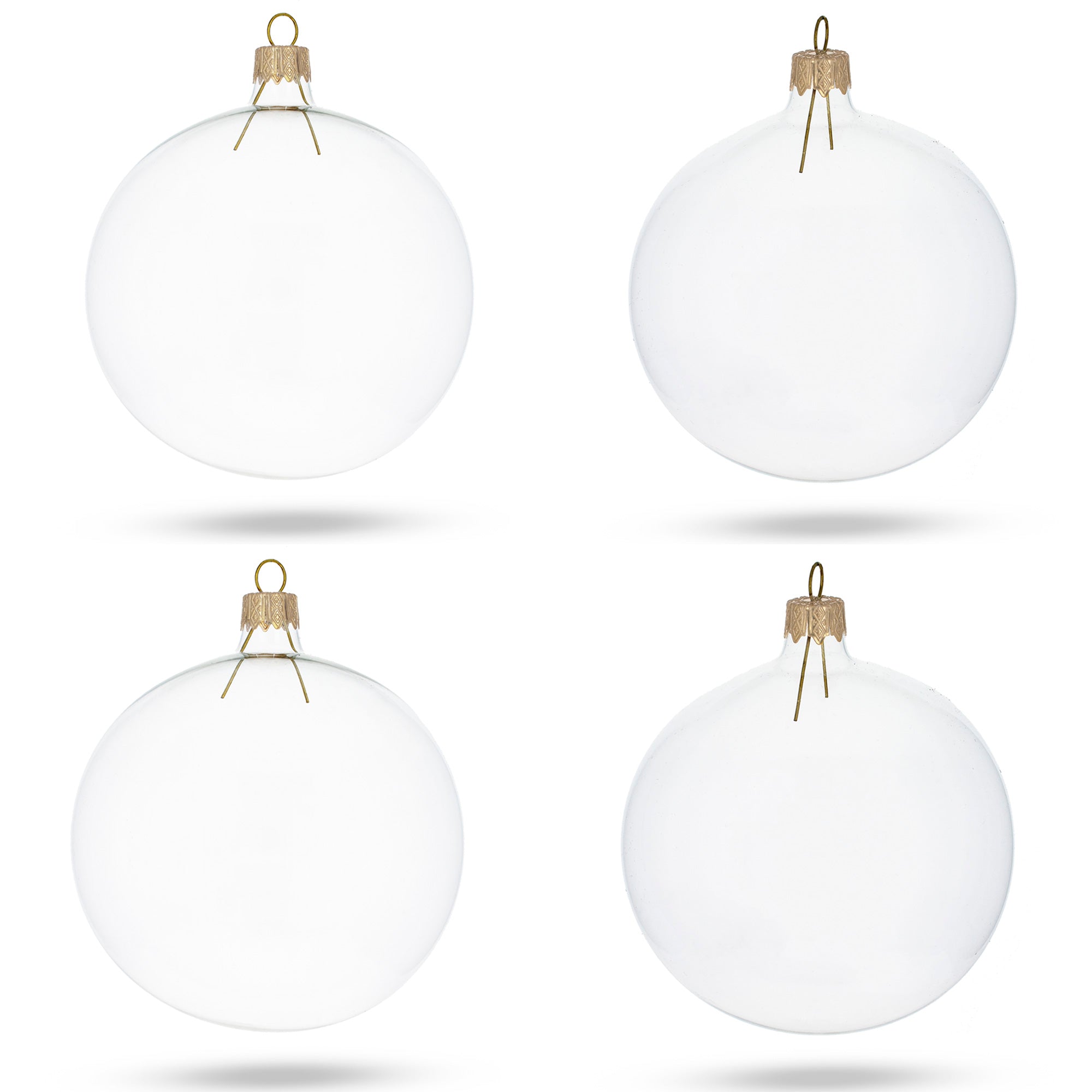 Set of 4 Clear Glass Ball Christmas Ornaments DIY Craft 4 Inches