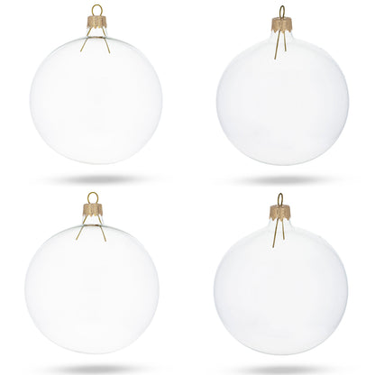 Set of 4 Clear Glass Ball Christmas Ornaments DIY Craft 4 Inches