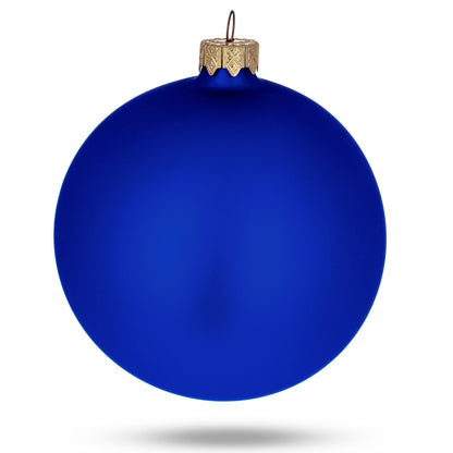 Set Of 4 Matte Blue Glass Ball Christmas Ornaments 4 Inches BestPysanky